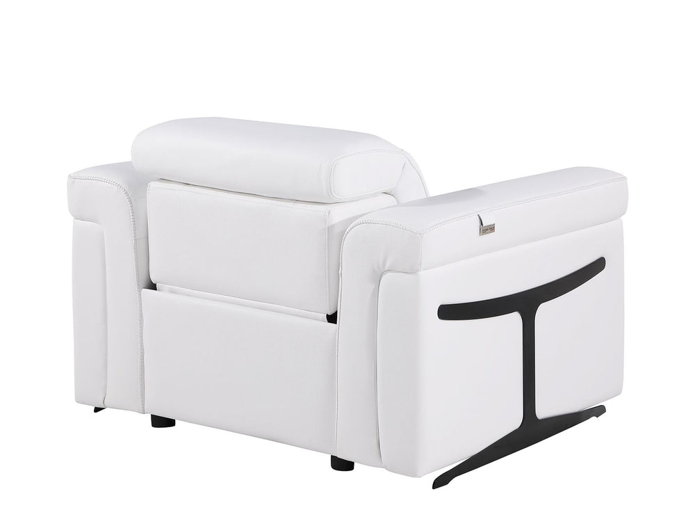 DivanItalia 1126 Top Grain Italian Leather Power Reclining Chair with Power Headrests - White