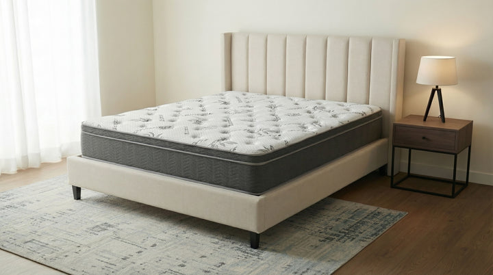 Sommet - Queen Bamboo Euro Top Memory Foam Hybrid Mattress - White