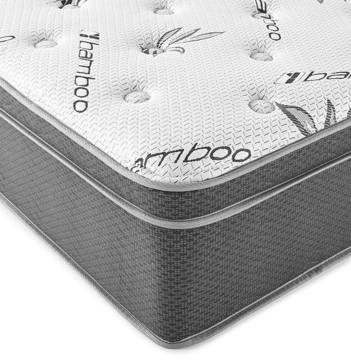 Sommet - Queen Bamboo Euro Top Memory Foam Hybrid Mattress - White