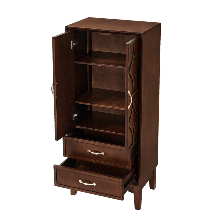 53.5-Inch Mid-Century Modern Kitchen Pantry Storage Cabinet in Walnut