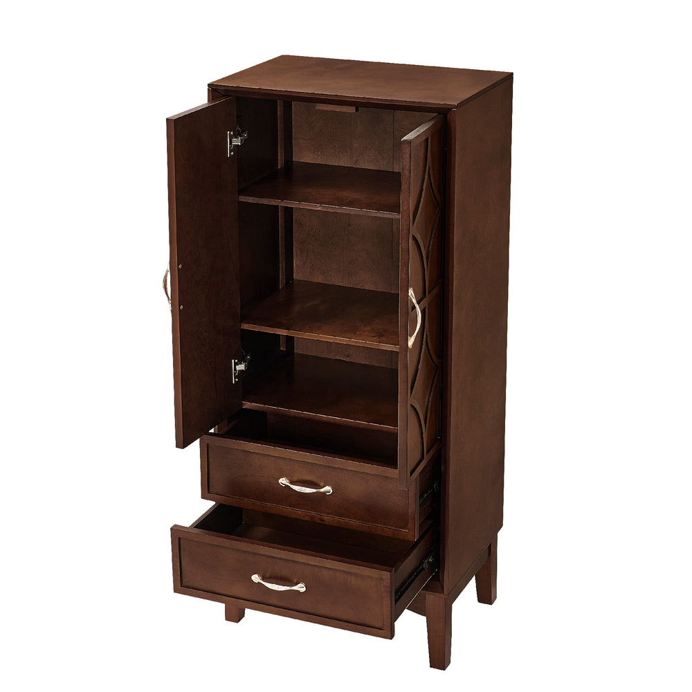 53.5-Inch Mid-Century Modern Kitchen Pantry Storage Cabinet in Walnut