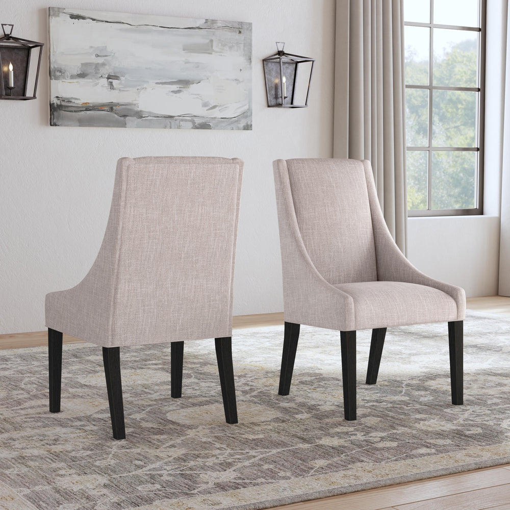 Lattice Upholstered Dining Chair Beige / Dark Brown