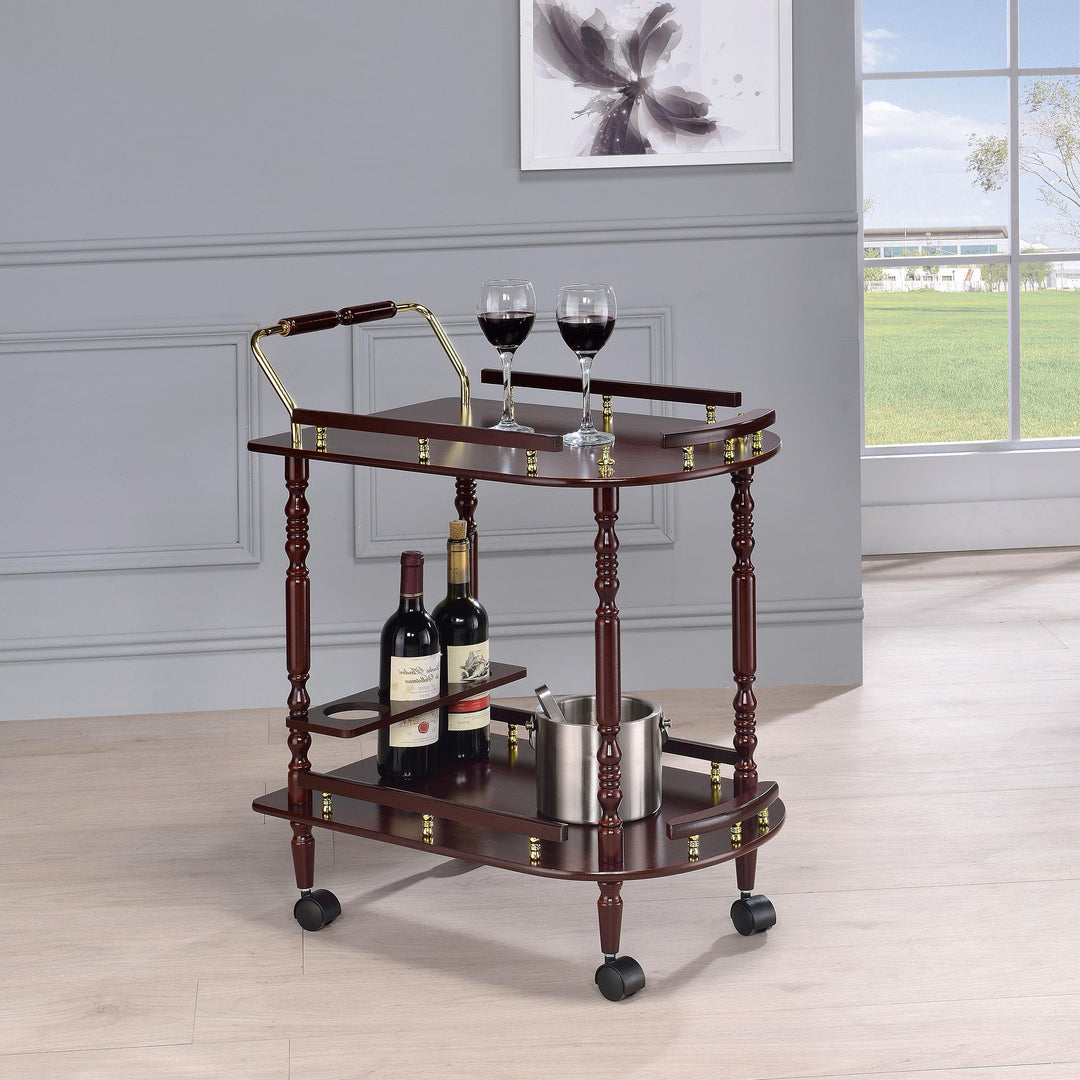 Coaster Furniture 3512 Palmer 2-tier Rectangular Wood Bar Cart Merlot