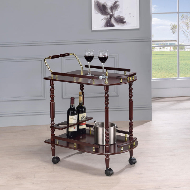 Coaster Furniture 3512 Palmer 2-tier Rectangular Wood Bar Cart Merlot