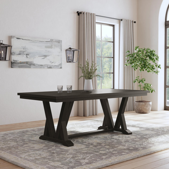 Lattice Rectangular Dining Table Dark Brown