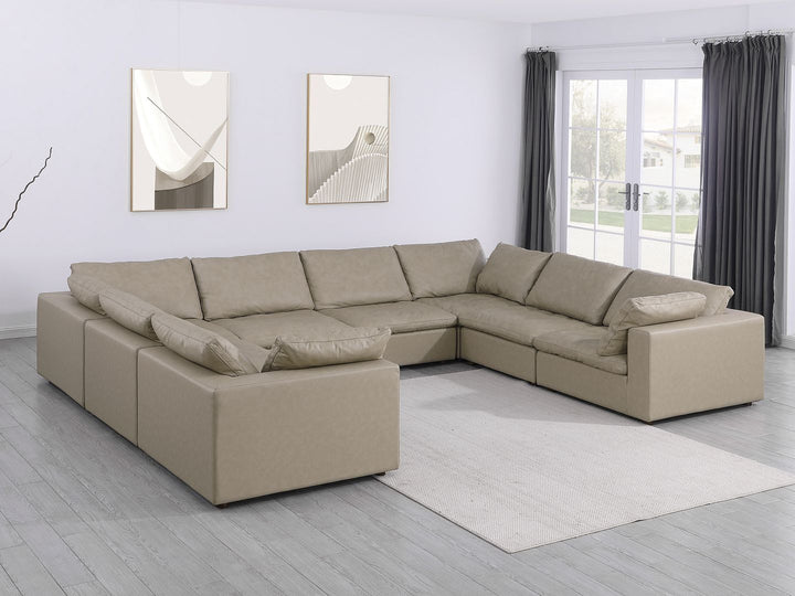DivanItalia 1100 8-Piece U-Shaped Sectional in Top-Grain Italian Leather - Beige