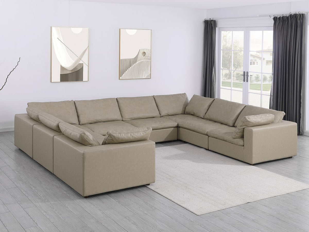 DivanItalia 1100 8-Piece U-Shaped Sectional in Top-Grain Italian Leather - Beige