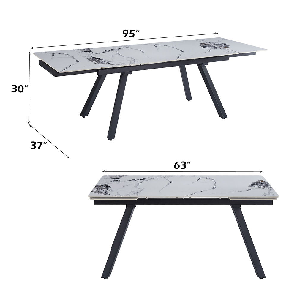 Damita - Ceramic Top Dining Table - White & Black