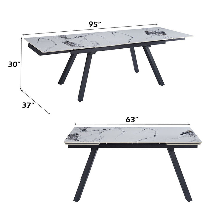 Damita - Ceramic Top Dining Table - White & Black