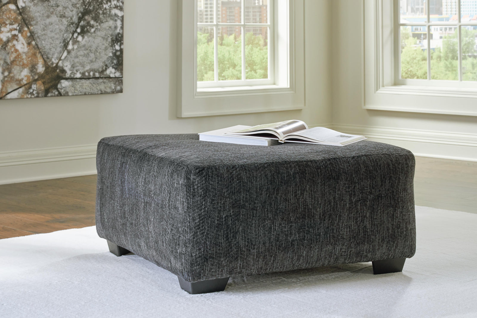Biddeford Oversized Accent Ottoman - Black (2)