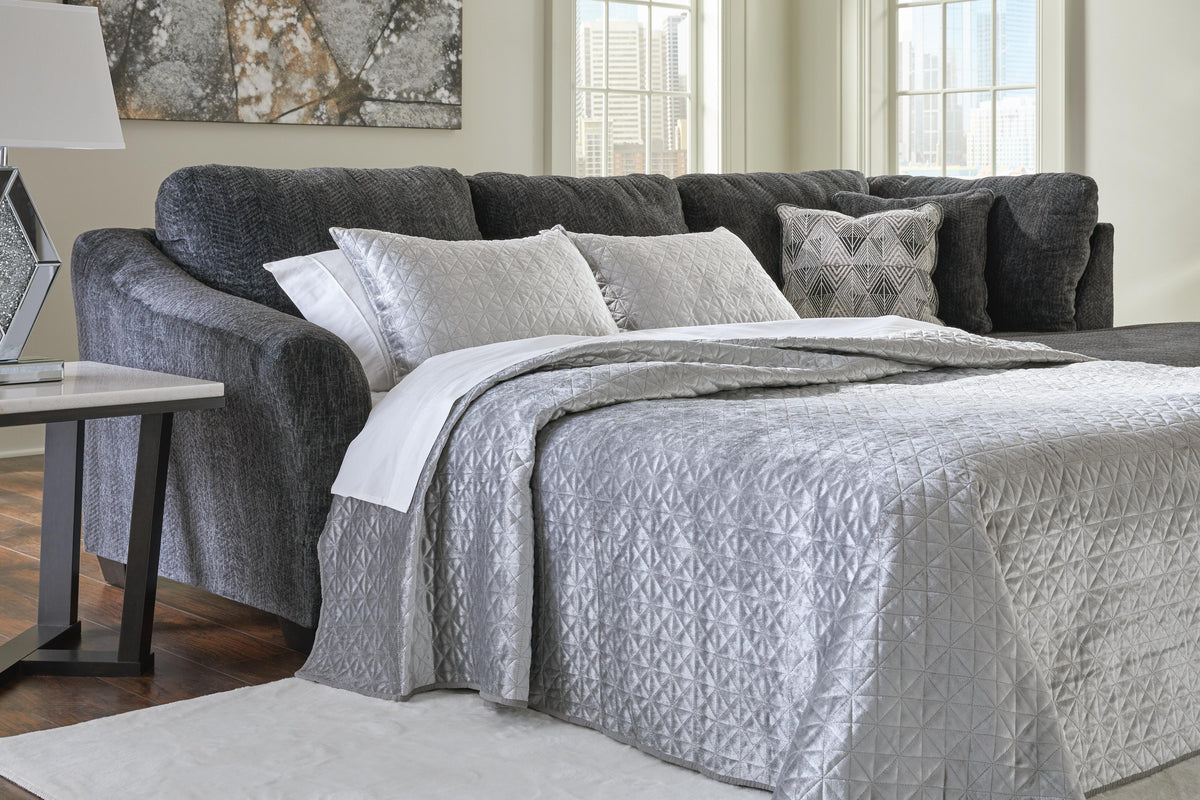 Biddeford 2-Piece Sleeper Sectional with Chaise - Shadow (2)