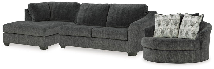 Biddeford 2-Piece Sectional and Oversized Swivel Accent Chair - Shadow (1)
