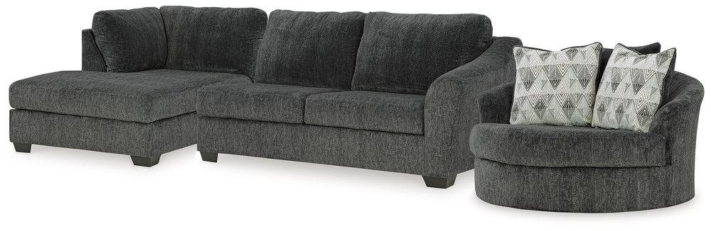 Biddeford 2-Piece Sectional and Oversized Swivel Accent Chair - Shadow (1)