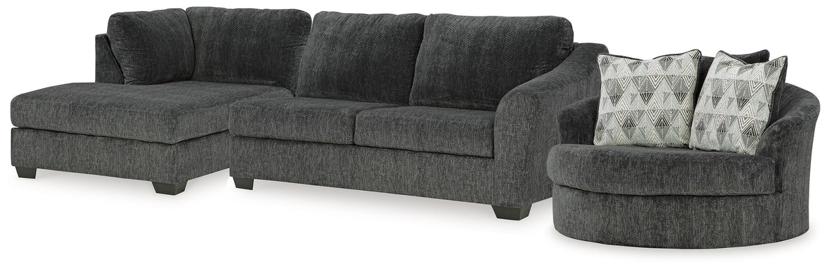 Biddeford 2-Piece Sectional and Oversized Swivel Accent Chair - Shadow (1)
