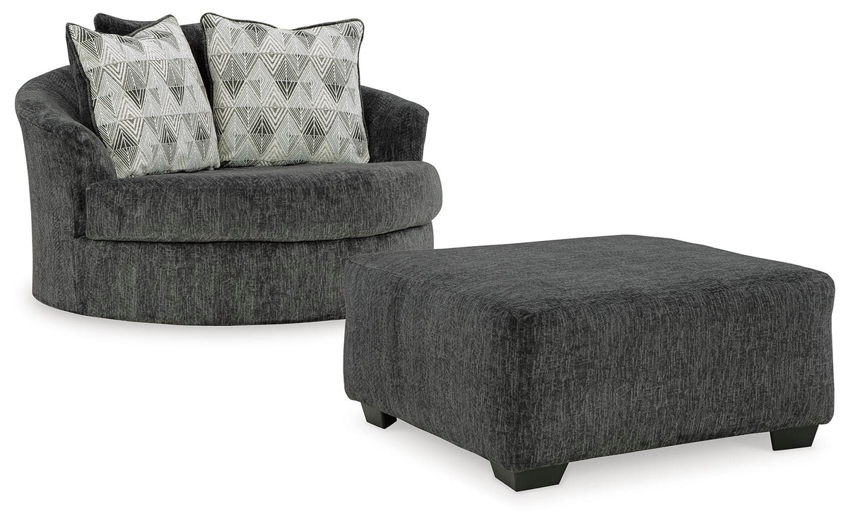 Biddeford Oversized Swivel Chair and Ottoman - Shadow (1)
