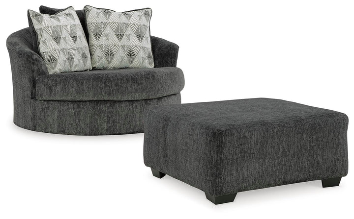 Biddeford Oversized Swivel Chair and Ottoman - Shadow (1)