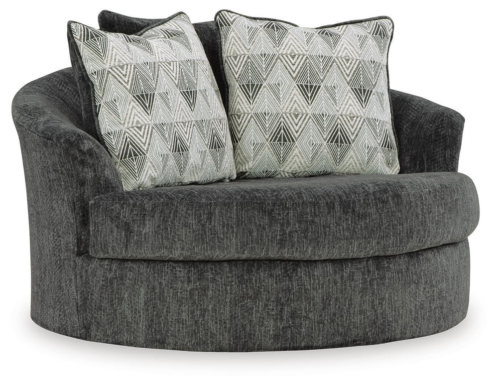 Biddeford Oversized Swivel Accent Chair - Black (1)