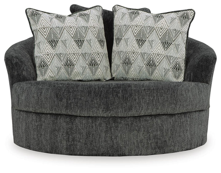 Biddeford Oversized Swivel Accent Chair - Black (3)