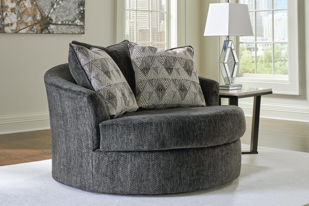 Biddeford Oversized Swivel Accent Chair - Black (2)