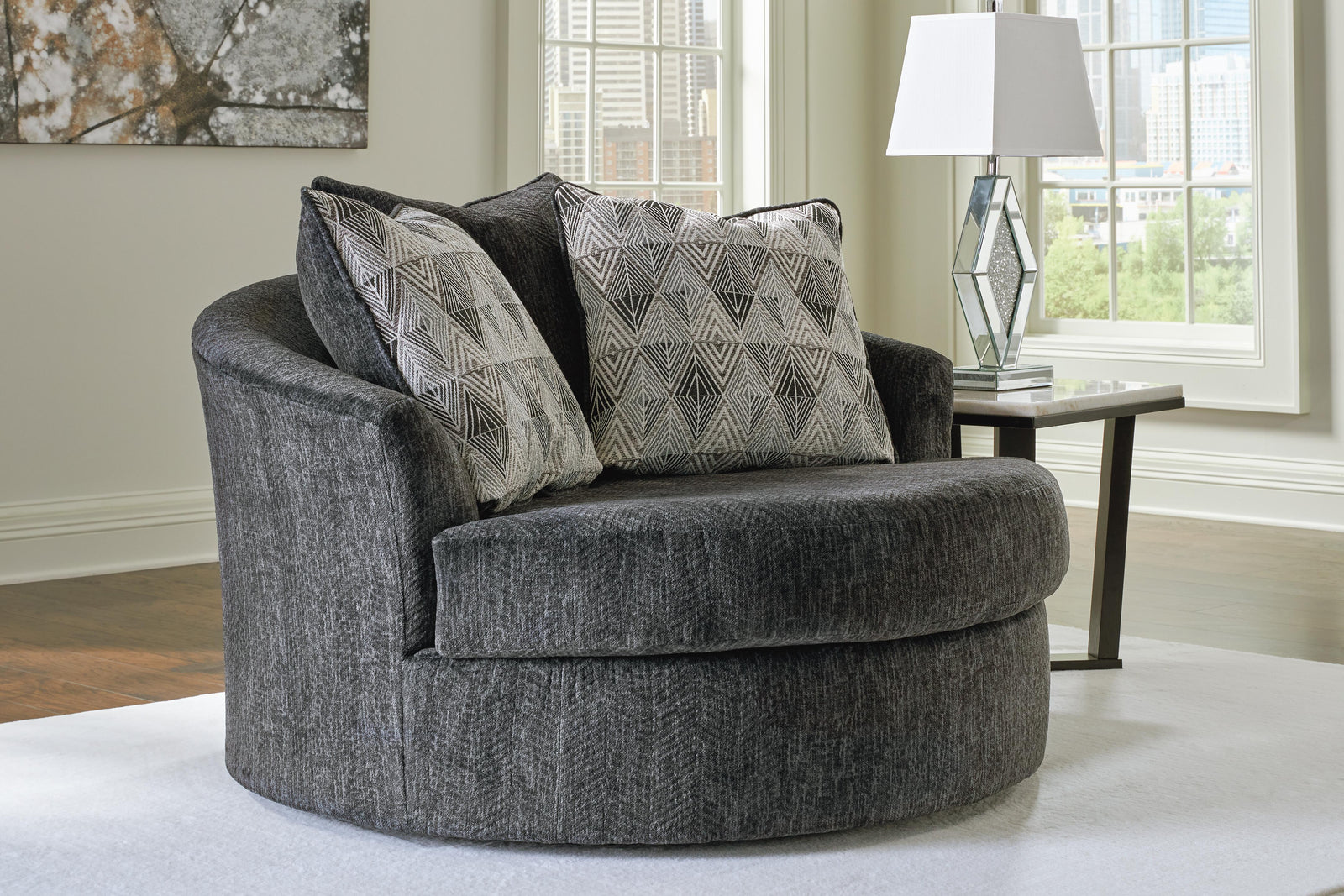 Biddeford Oversized Swivel Accent Chair - Black (2)