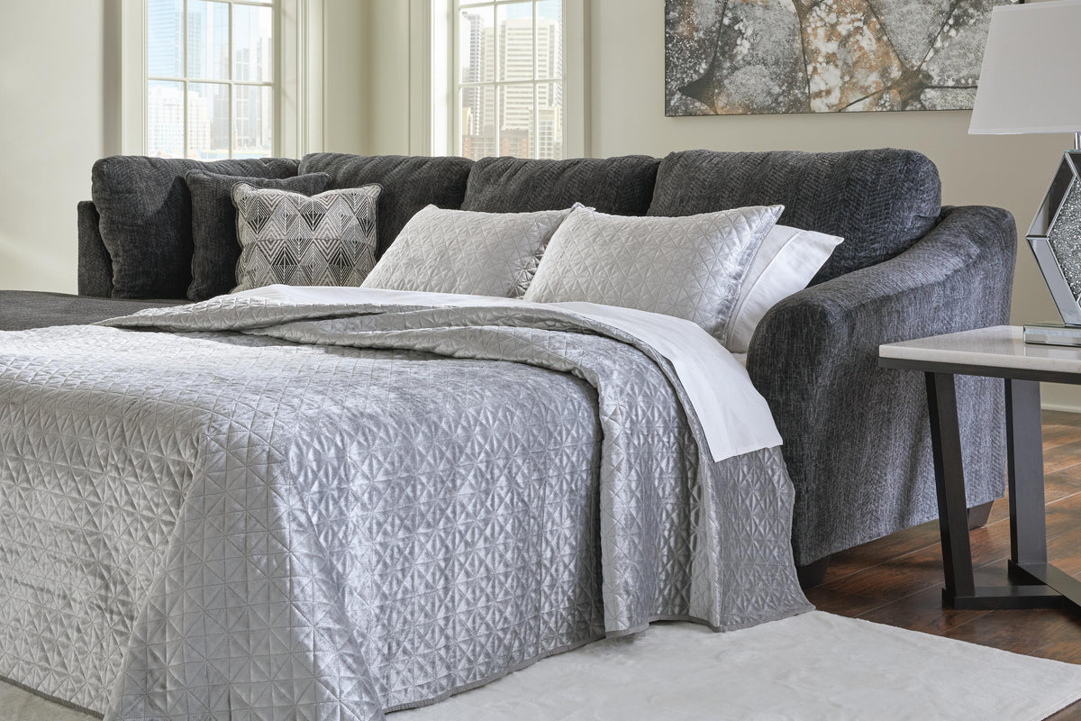 Biddeford 2-Piece Sleeper Sectional with Chaise - Shadow (2)