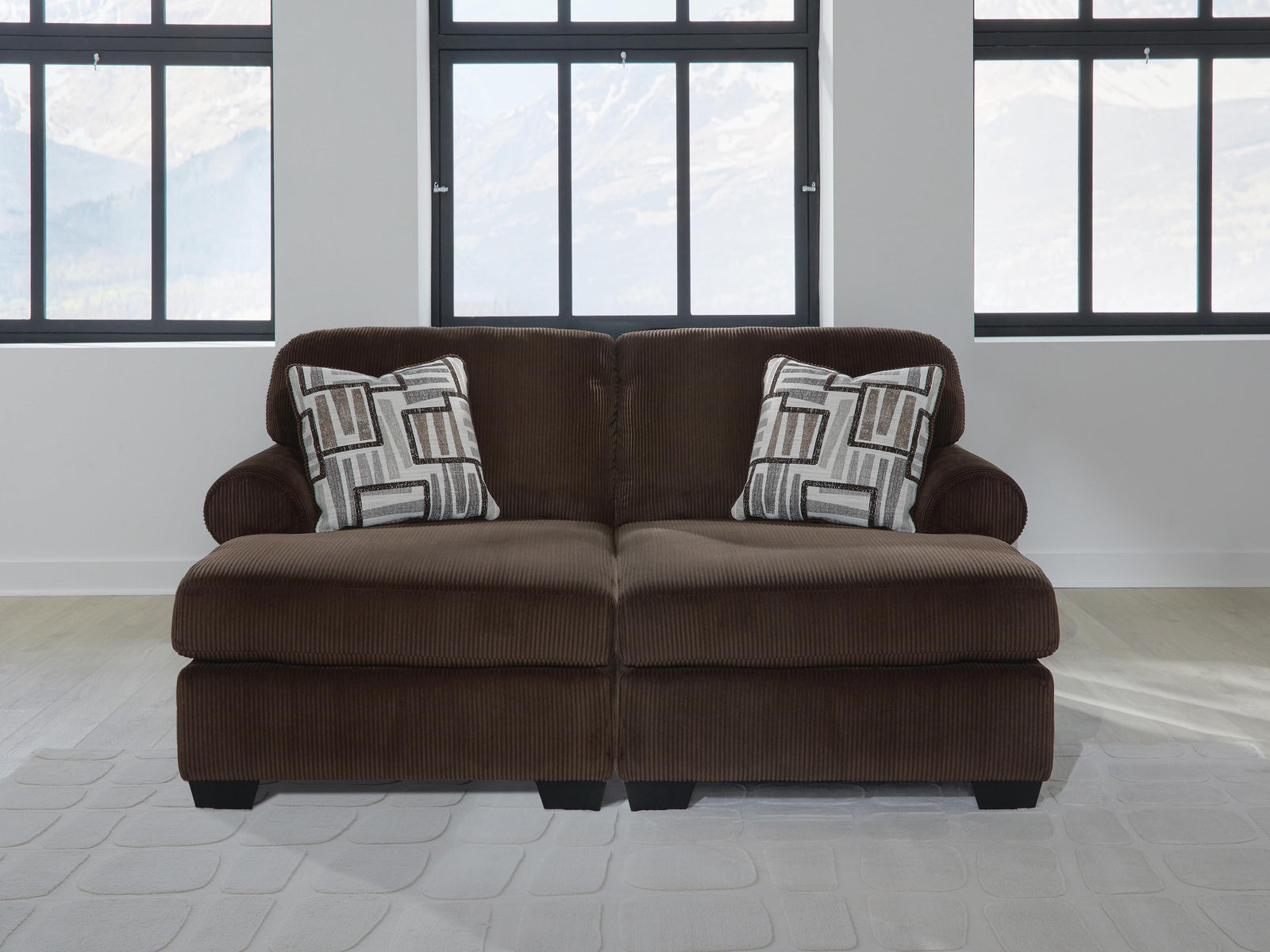 Kimlee 2-Piece Super Chaise - Dark Brown (2)