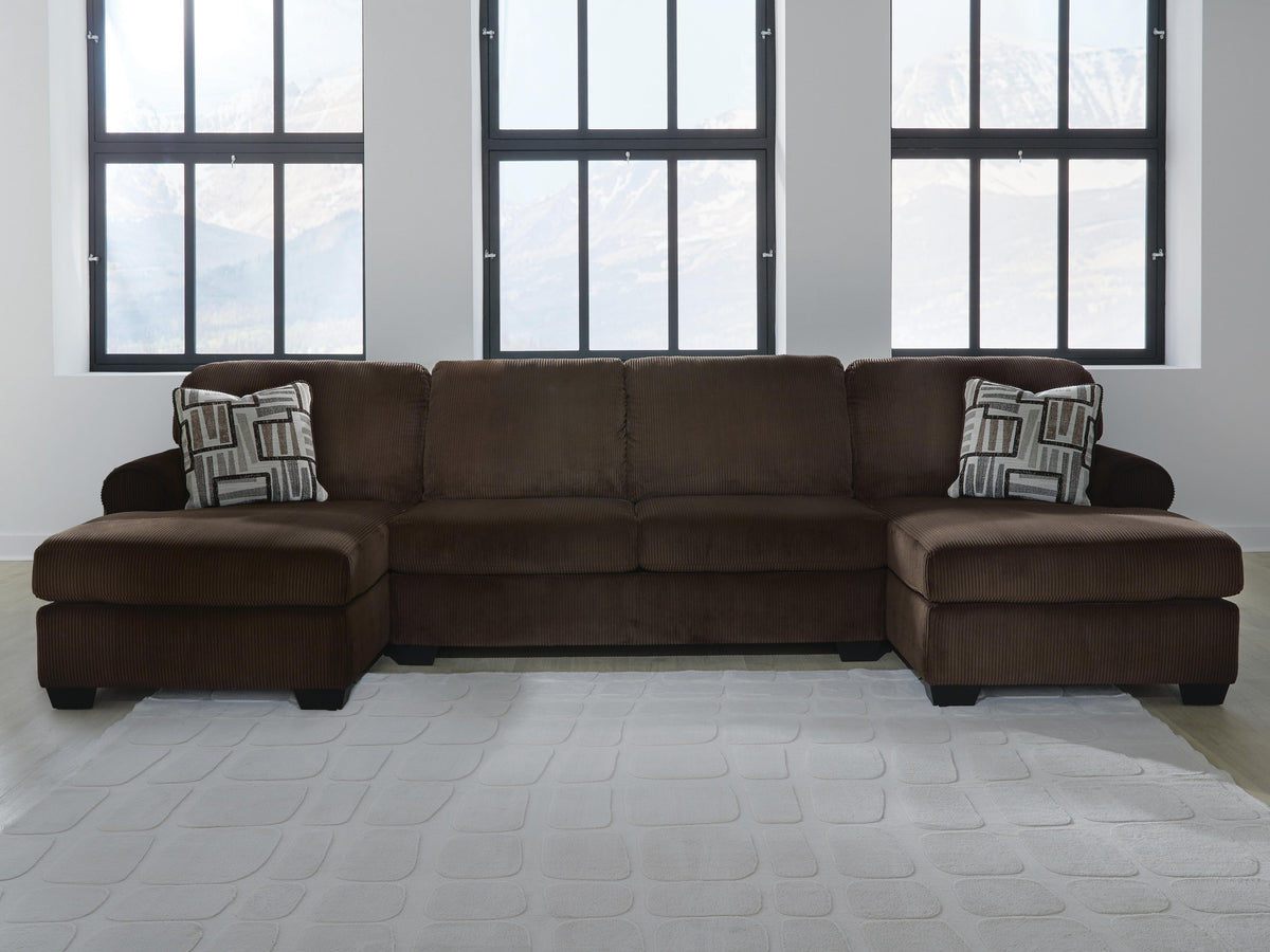 Kimlee 3-Piece Sectional with Double Chaise - Chocolate (2)