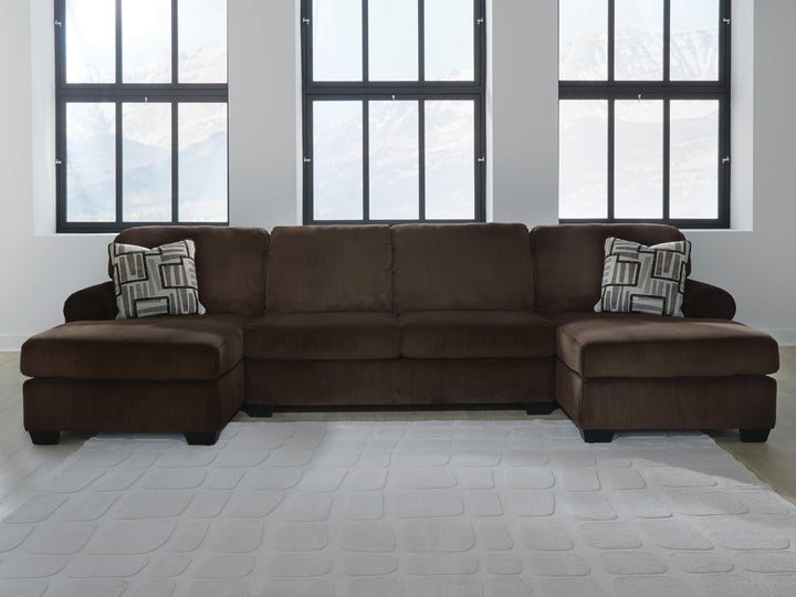 Kimlee 3-Piece Sectional with Double Chaise - Chocolate (2)