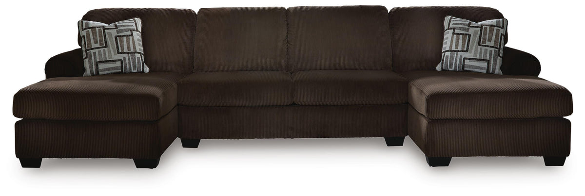 Kimlee 3-Piece Sectional with Double Chaise - Chocolate (1)