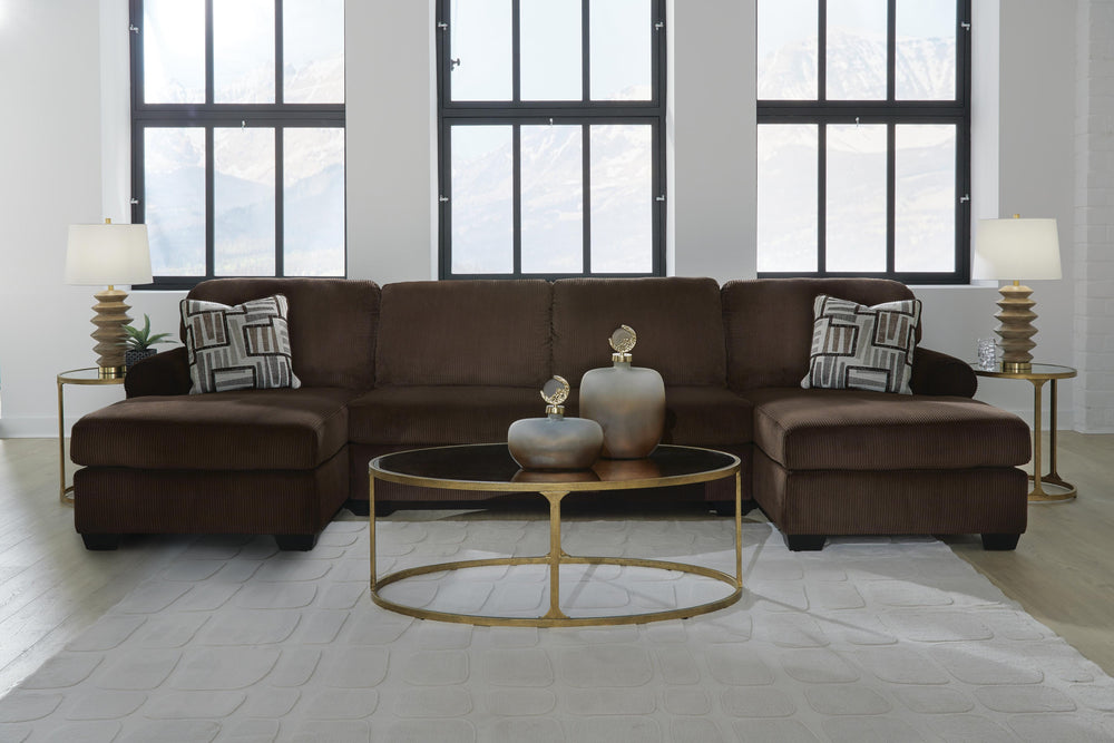 Kimlee 3-Piece Sectional with Double Chaise - Chocolate (3)
