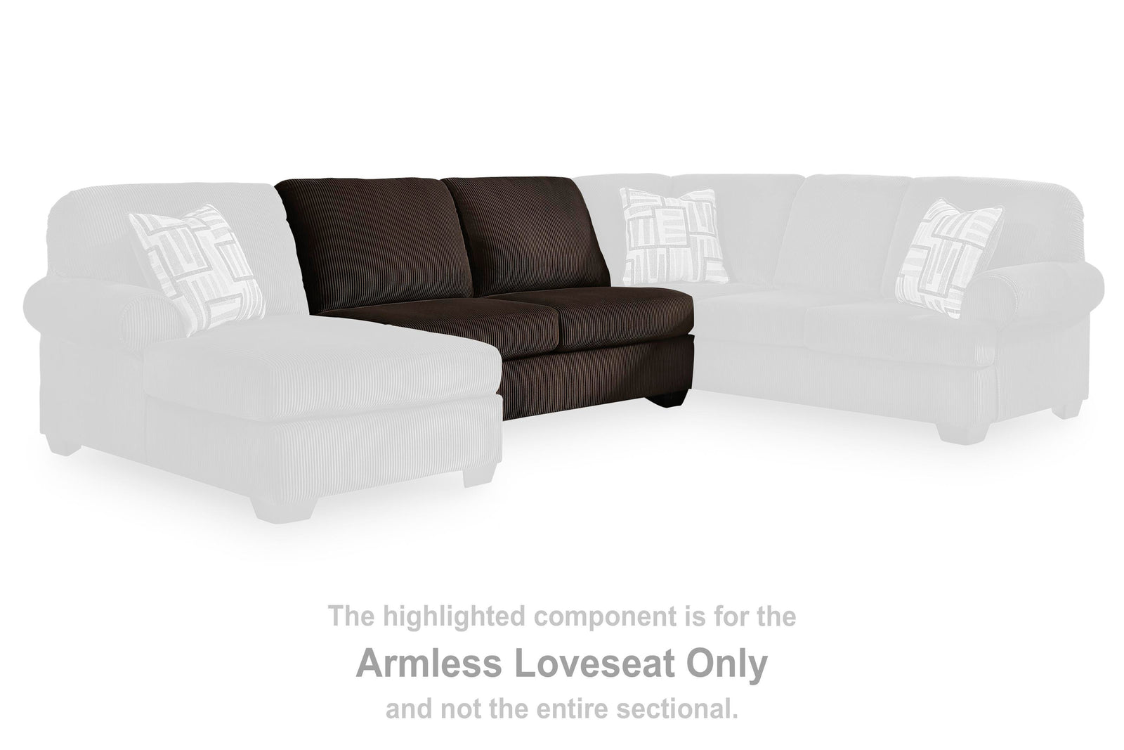 Kimlee Armless Loveseat - Dark Brown (2)