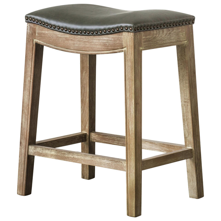 Elmo Bonded Leather Counter Stool Weathered Smoke Legs - Vintage Gray
