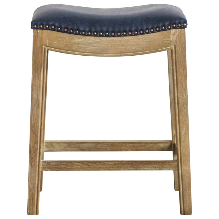Elmo Bonded Leather Counter Stool Weathered Smoke Legs - Vintage Blue - view 4