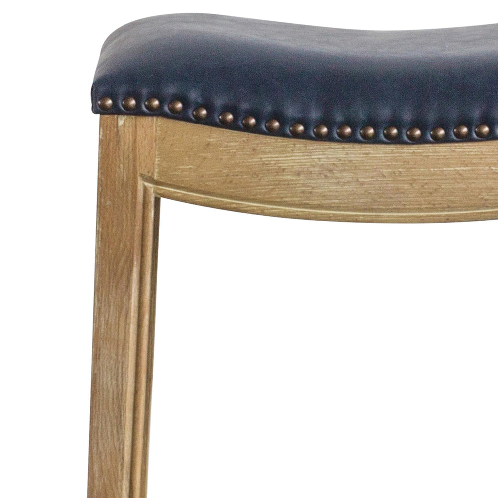 Elmo Bonded Leather Counter Stool Weathered Smoke Legs - Vintage Blue - view 6