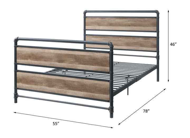 Brantley Full Bed in Antique Oak &amp; Sandy Gray - line drawing
