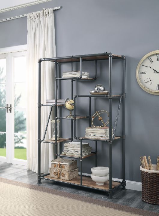 Brantley Bookshelf in Antique Oak &amp; Sandy Gray