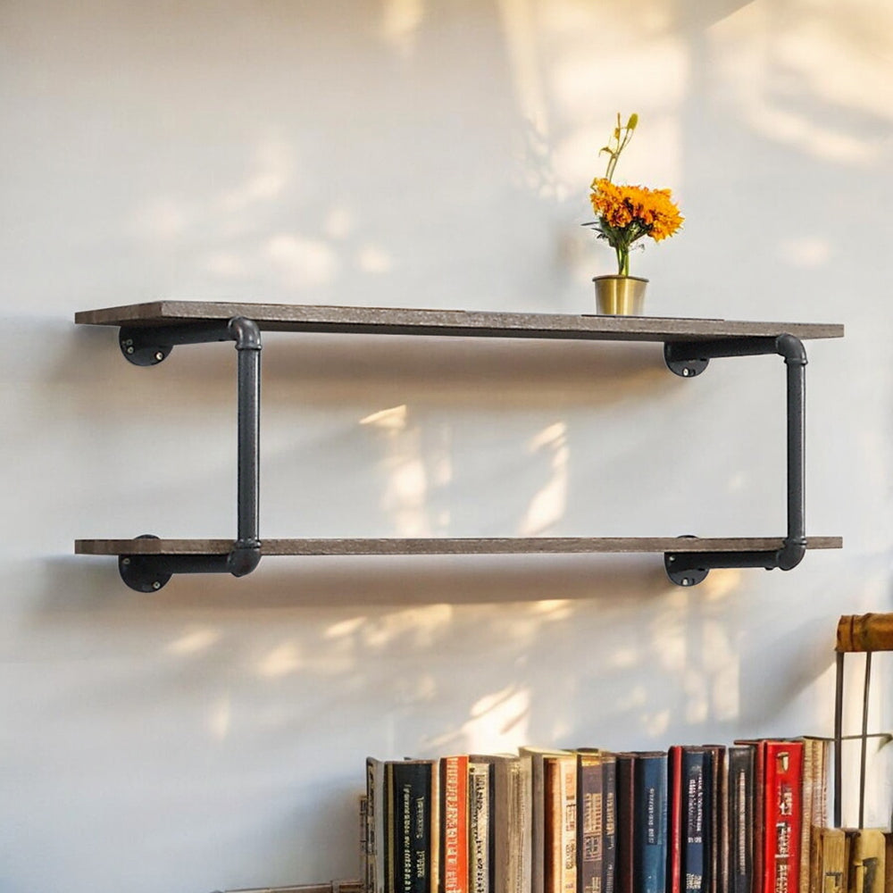 Brantley Wall Rack in Antique Oak & Sandy Gray Finish