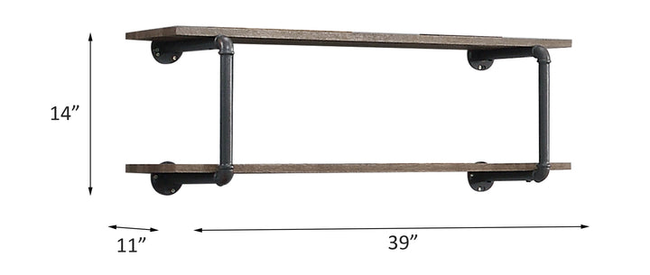 Brantley Wall Rack in Antique Oak &amp; Sandy Gray Finish - line drawing