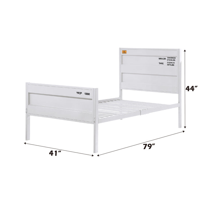 Cargo Twin Bed in White Finish - dimensions