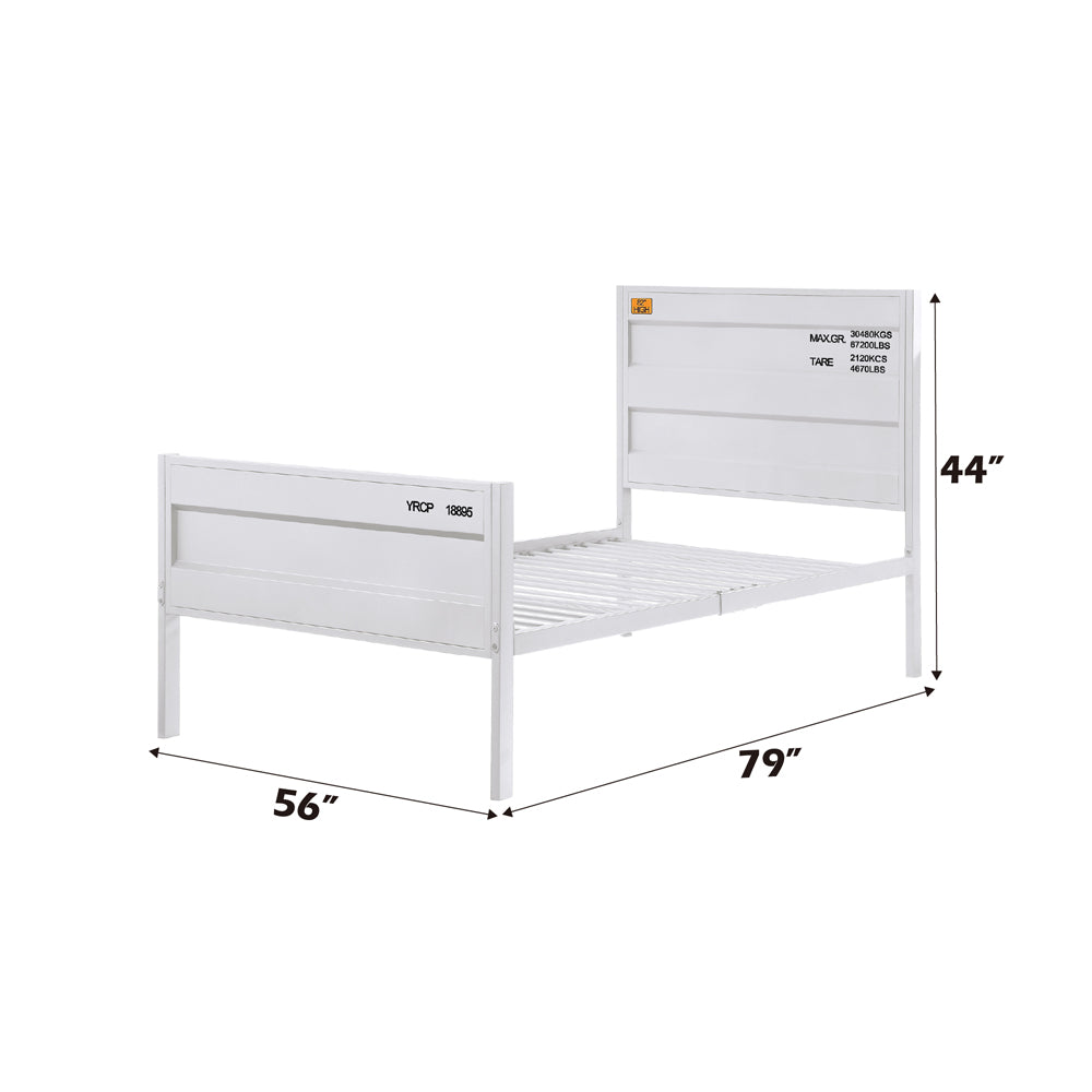 Cargo Full Bed in White Finish - dimensions
