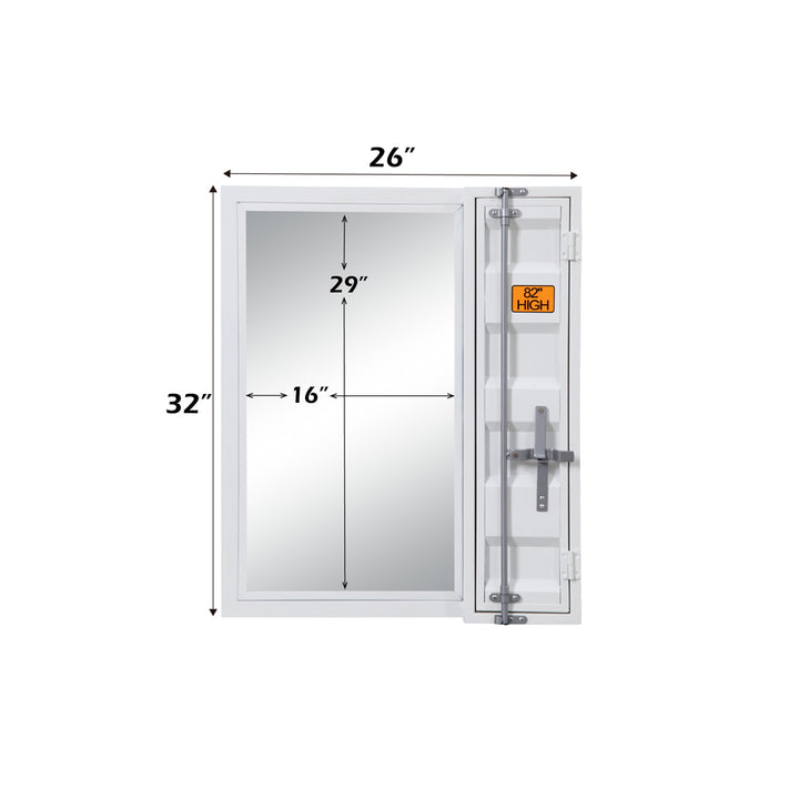 Cargo Vanity Mirror in White Finish - dimensions