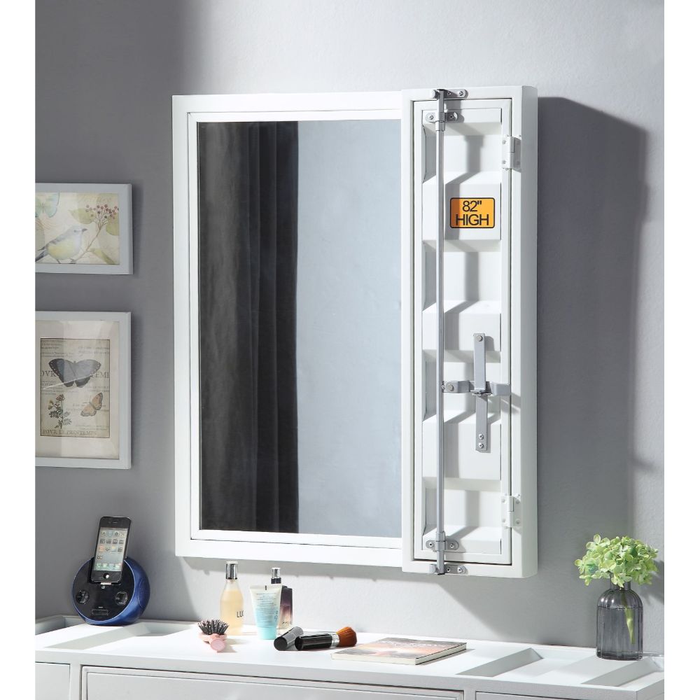 Cargo Vanity Mirror in White Finish