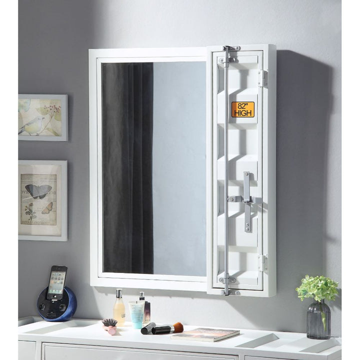 Cargo Vanity Mirror in White Finish