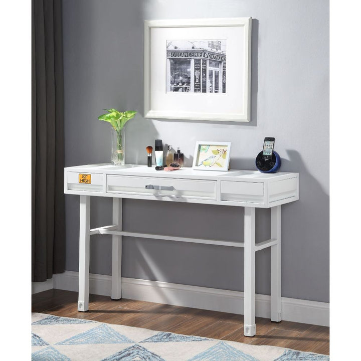 Cargo Vanity Desk in White Finish