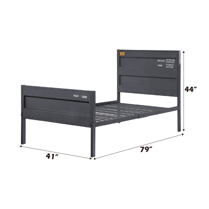 Cargo Twin Bed in Gunmetal Finish - dimensions