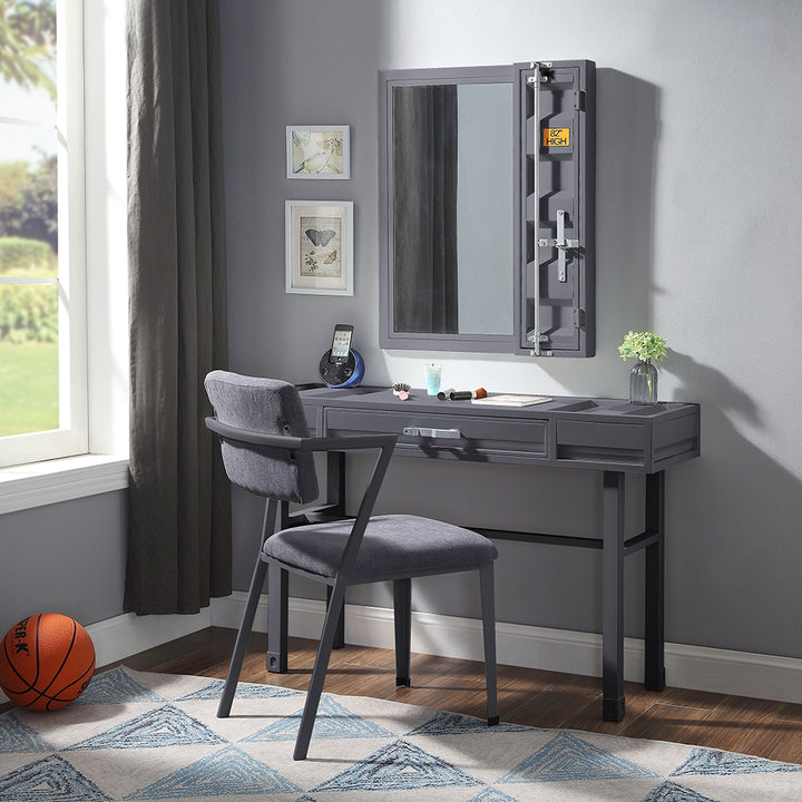 Cargo Vanity Desk in Gunmetal Finish