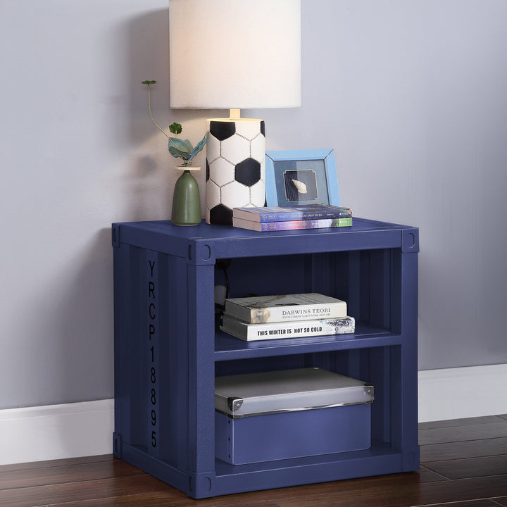 Cargo Nightstand with USB in Blue Finish