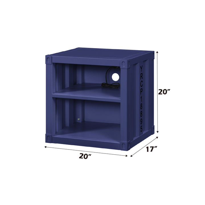 Cargo Nightstand with USB in Blue Finish - dimensions