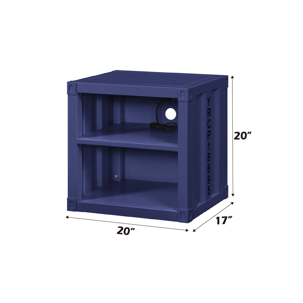 Cargo Nightstand with USB in Blue Finish - dimensions