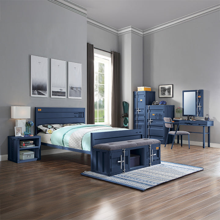 Cargo Nightstand with USB in Blue Finish - lifestyle